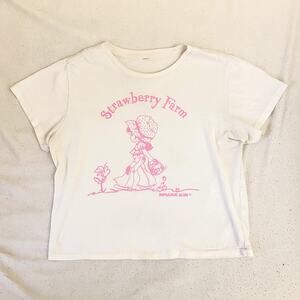 Romantic Blue Strawberry Farm Baby Tee Coquette Casual Cropped T Shirt